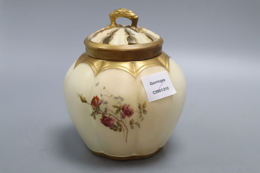 A Royal Worcester blush pot pourri, overall height 19cm